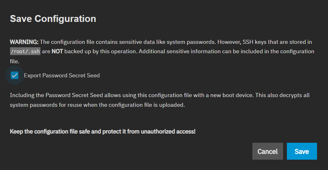 Saving TrueNAS configuration