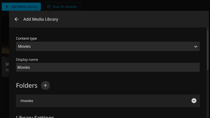 Adding a library to Jellyfin