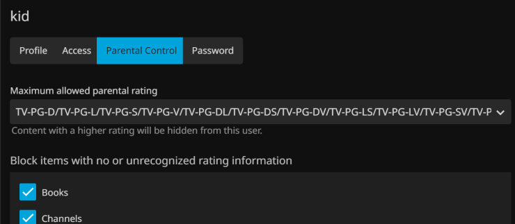 Setting parental controls