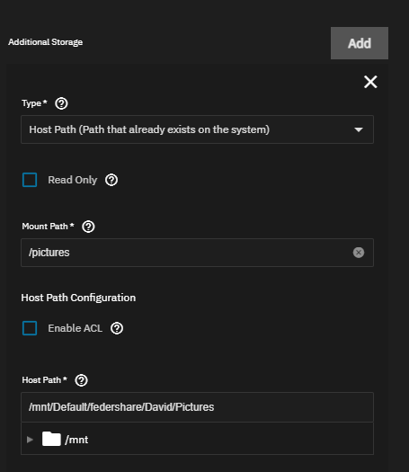 Configuring Additional Storage for the Immich app