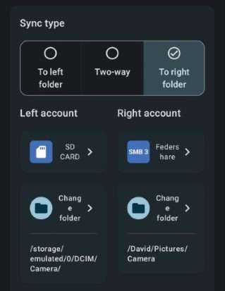 Adding a folder pair to FolderSync