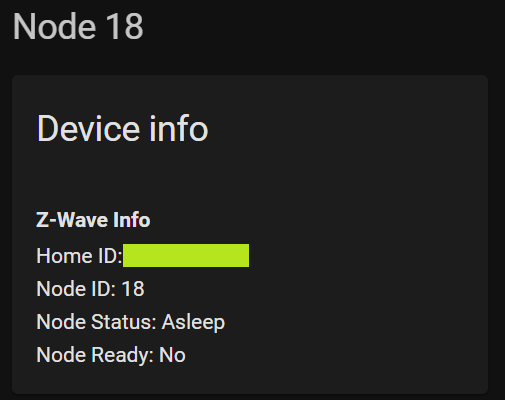 An asleep Z-Wave device