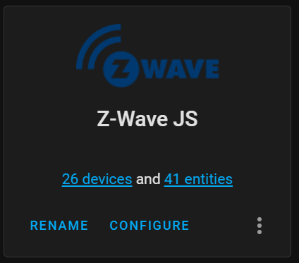 Configured Z-Wave JS integration